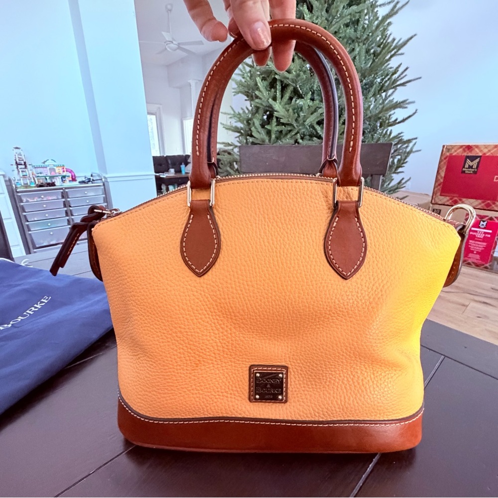 Dooney & Bourke Darcy Satchel in Yellow and Brown Leather